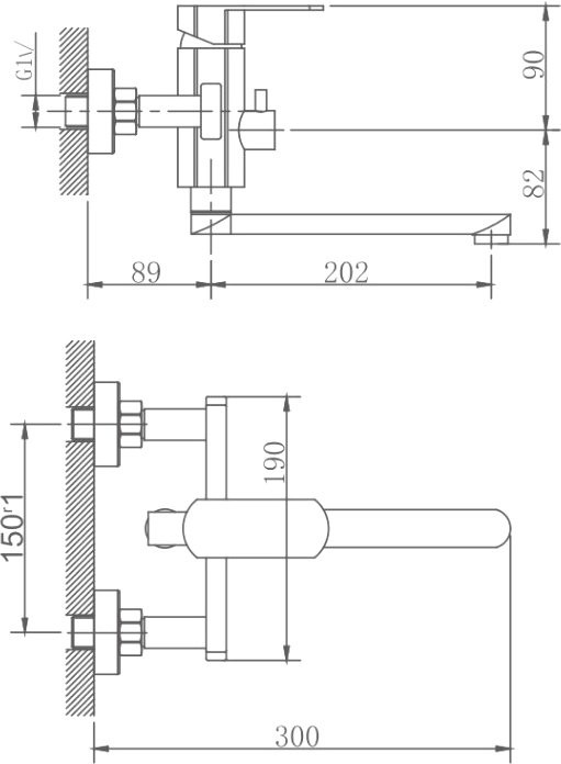 Смеситель для ванны с душем Haiba HB60806