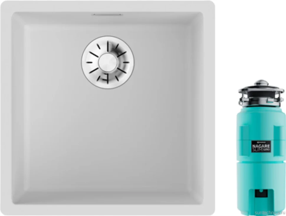 Комплект Мойка Omoikiri Yamakawa 45-Integra-WH белая + Измельчитель Nagare slim 1250-AZ azur blue