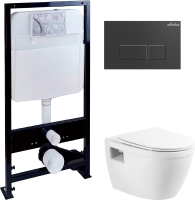 Комплект Унитаз подвесной BelBagno Loto BB070CHR/SC безободковый + Инсталляция EWRIKA ProLT 0026-2020 + Кнопка 0044 черная матовая