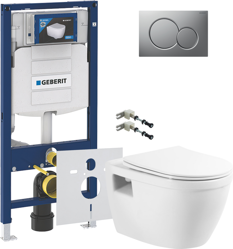 Комплект Унитаз подвесной BelBagno Loto BB070CHR/SC безободковый + Крепления Geberit Duofix 111.815.00.1 к стене + Звукоизоляция + Инсталляция UP 320 111.300.00.5 + Кнопка Sigma 01 115.770.JQ.5 лакированная, матовый хром