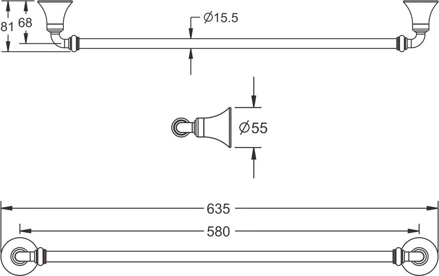 Полотенцедержатель Rose RG1217 хром