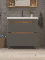 Тумба под раковину без столешницы SanStar Diva 80 напольная дуб вотан, графит софт