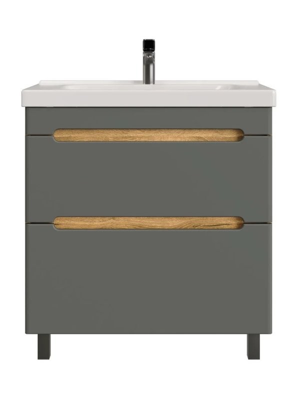 Тумба под раковину без столешницы SanStar Diva 80 напольная дуб вотан, графит софт