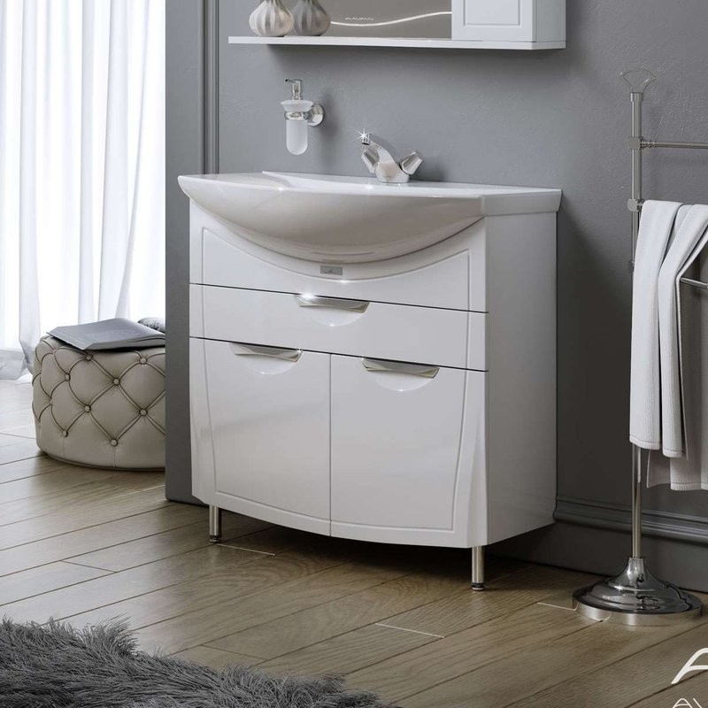 Тумба под раковину без столешницы Alavann Monaco 80 напольная, белая