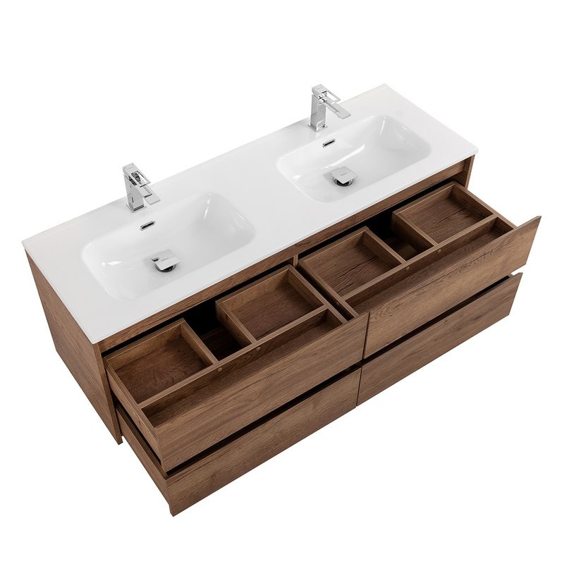 Тумба с раковиной BelBagno Kraft 120 для двоих, 4 ящика, rovere tabacco