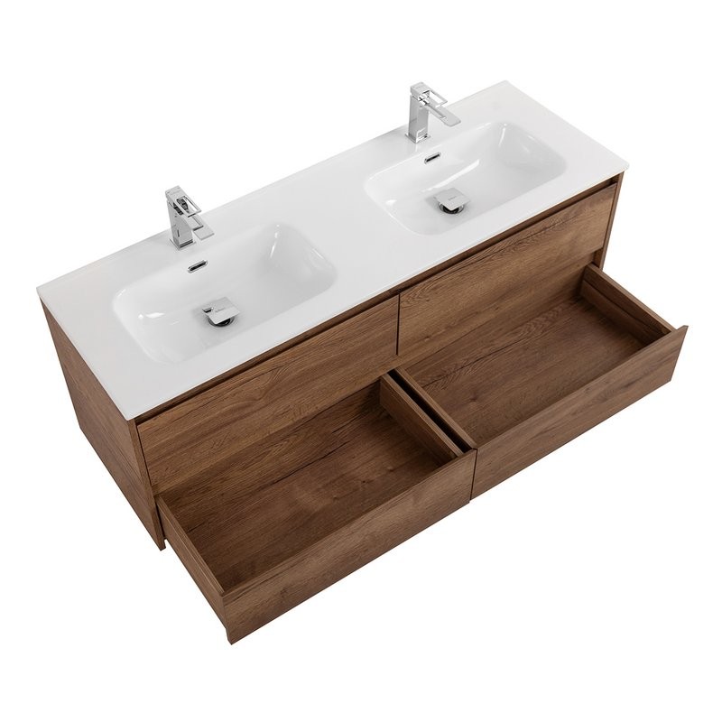 Тумба с раковиной BelBagno Kraft 120 для двоих, 4 ящика, rovere tabacco