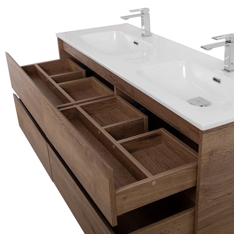 Тумба с раковиной BelBagno Kraft 120 для двоих, 4 ящика, rovere tabacco