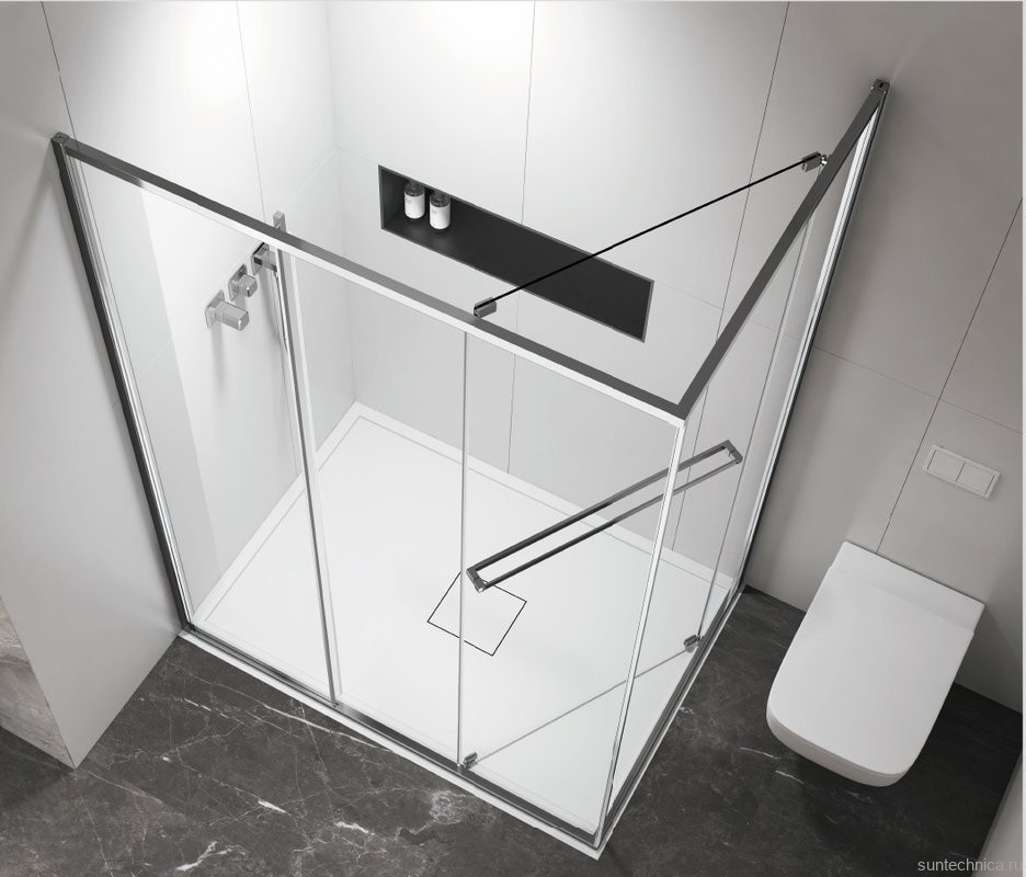 Душевой уголок Vincea Tesi VSRW-7TS9012CL 120х90 см, профиль хром, стекло прозрачное