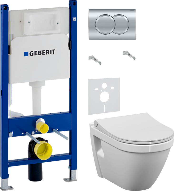 Комплект Унитаз подвесной VitrA S50 + Крышка + Инсталляция Geberit Duofix Delta 458.149.21.1 с кнопкой смыва, хром + Звукоизоляция
