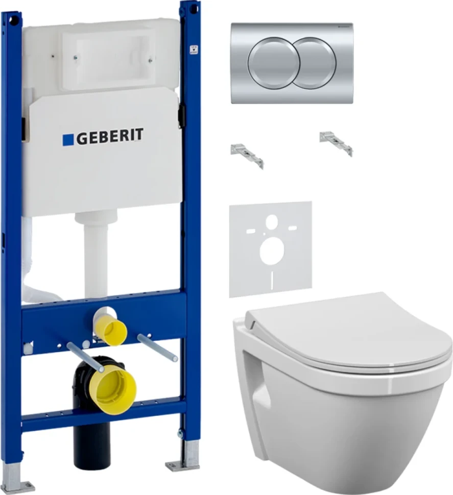 Комплект Унитаз подвесной VitrA S50 + Крышка + Инсталляция Geberit Duofix Delta 458.149.21.1 с кнопкой смыва, хром + Звукоизоляция