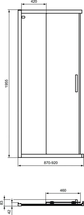 Душевой уголок Ideal Standard Connect 2 90x90, квадратный, профиль белый матовый