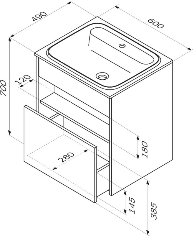 Тумба под раковину со столешницей AM.PM Func 60 белый глянец