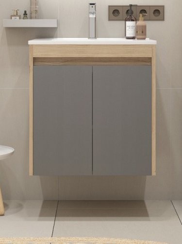 Тумба с раковиной Teymi Netta 60 дуб, графит