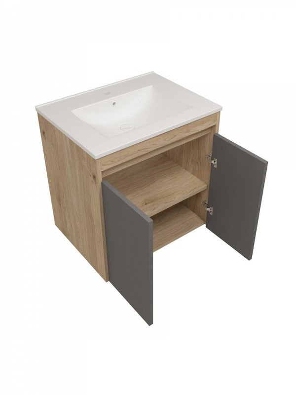 Тумба с раковиной Teymi Netta 60 дуб, графит