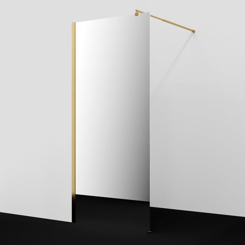 Душевая перегородка Wasserkraft Rur 30W 100 см, профиль глянцевое золото, стекло зеркальное