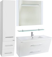 Зеркало Bellezza Берта 90 белое, с подсветкой и полкой