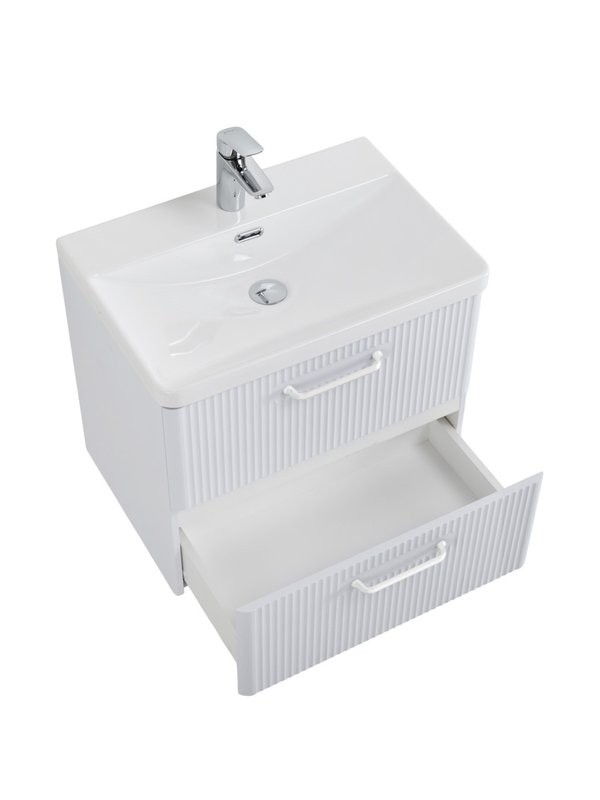 Тумба с раковиной BelBagno Due 60 ручки белые, bianco lucido