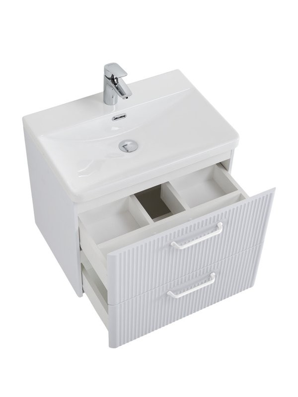 Тумба с раковиной BelBagno Due 60 ручки белые, bianco lucido