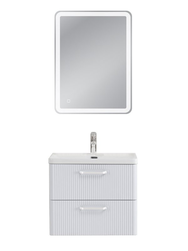 Тумба с раковиной BelBagno Due 60 ручки белые, bianco lucido