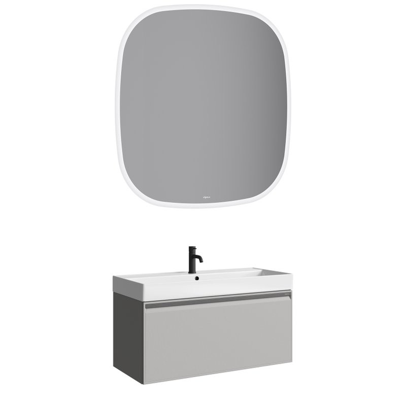 Тумба под раковину без столешницы Aqwella Pure 100 серый туман