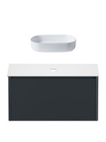 Тумба под раковину со столешницей Allen Brau Gravity 100 1 ящик, матовый антрацит, столешница белая