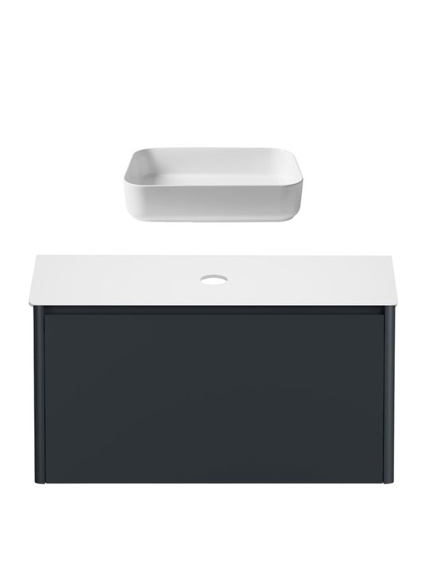 Тумба под раковину со столешницей Allen Brau Gravity 100 1 ящик, матовый антрацит, столешница белая