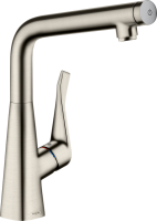 Комплект Смеситель Hansgrohe Metris Select M71 14785800 сталь + Фартук черный