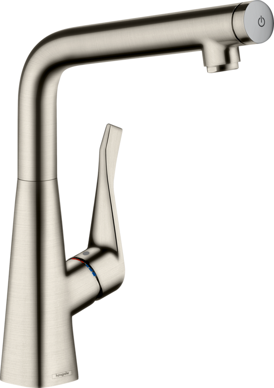 Комплект Смеситель Hansgrohe Metris Select M71 14785800 сталь + Фартук черный