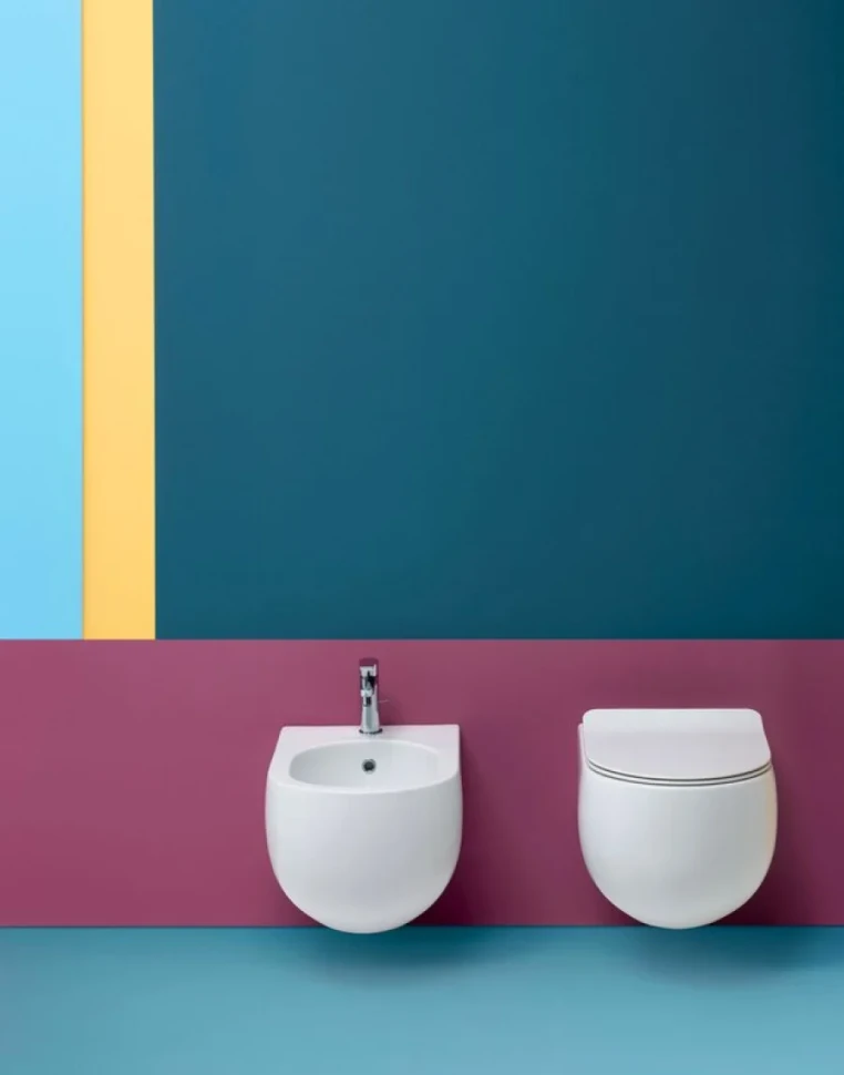 Комплект Унитаз подвесной Kerasan Flo + Крышка slim 319101 с микролифтом + Инсталляция Geberit Duofix Delta 458.149.21.1 с кнопкой смыва, хром + Звукоизоляция