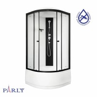 Душевая кабина Parly Bett B821 80х80, с высоким поддоном, профиль матовый черный, стекло матовое