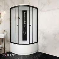 Душевая кабина Parly Bett B821 80х80, с высоким поддоном, профиль матовый черный, стекло матовое