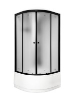 Душевая кабина Parly Bett B821 80х80, с высоким поддоном, профиль матовый черный, стекло матовое