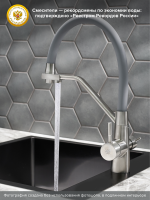 Смеситель для кухни РМС SUS127GY-016F-015 с гибким изливом, хром, серый