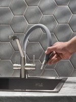 Смеситель для кухни РМС SUS127GY-016F-015 с гибким изливом, хром, серый