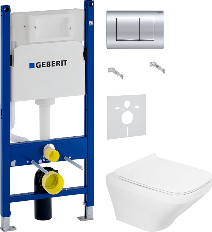 Комплект Унитаз подвесной BelBagno Sela BB3201CHR белый + Крышка BB3201SC белая + Инсталляция Geberit Duofix Delta 458.163.21.1 с кнопкой смыва, хром + Звукоизоляция