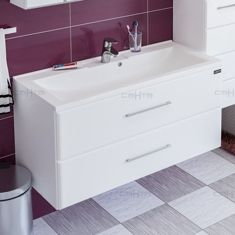 Тумба под раковину СаНта Омега 100 подвесная, белая