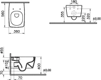 Комплект Унитаз подвесной VitrA Metropole 7672B003-0075 белый + Крышка 122-003-009 с микролифтом, белая + Инсталляция TECE Now 9400412 4 в 1 с кнопкой смыва