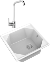 Комплект Мойка GranFest Unique U-500 иней + Смеситель MEGA Ege MG-PL10 хром