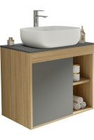 Тумба с раковиной Teymi Nura 70 дуб эврика, матовый графит, раковина Solli 50