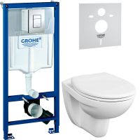 Комплект Унитаз подвесной VitrA S10 + Крышка S20 84-003-019 с микролифтом, петли хром + Инсталляция Grohe Rapid SL 38772001 3 в 1 с кнопкой смыва + Звукоизоляция