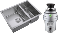 Комплект Мойка Zorg Light ZL R 580-2-440 нержавеющая сталь + Измельчитель Inox D