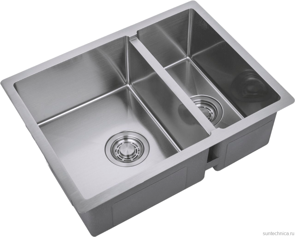 Комплект Мойка Zorg Light ZL R 580-2-440 нержавеющая сталь + Измельчитель Inox D