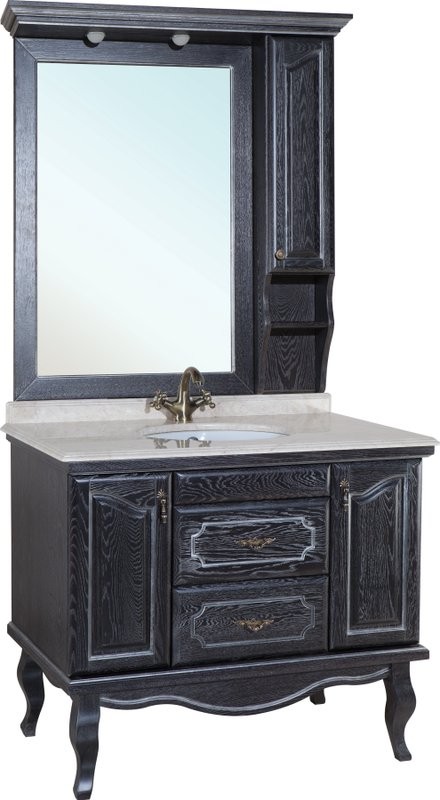 Зеркало Bellezza Рим R 110 черное патина серебро
