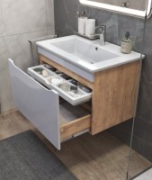 Тумба с раковиной Vigo Grani 75 подвесная, дуб золотой, раковина Оскар 75