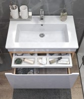 Тумба с раковиной Vigo Grani 75 подвесная, дуб золотой, раковина Оскар 75