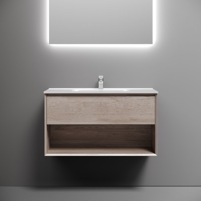 Тумба под раковину Sancos подвесная Marmi 1.0 90 Дуб галифакс натуральный MR1.090EG