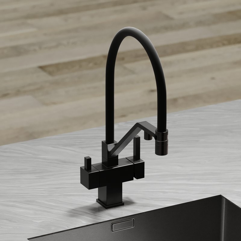 Смеситель для кухни Sancos Loro SC4007MB с гибким изливом, матовый черный