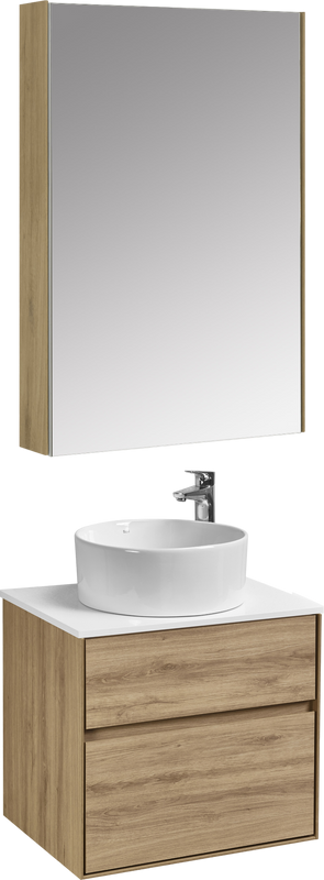 Мебель для ванной комнаты AQUATON Либерти 60 со столешницей белый глянец, раковина Mila 40