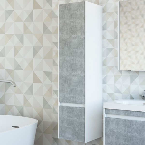 Шкаф пенал для ванной Sanflor Калипсо L, белый, ателье светлый