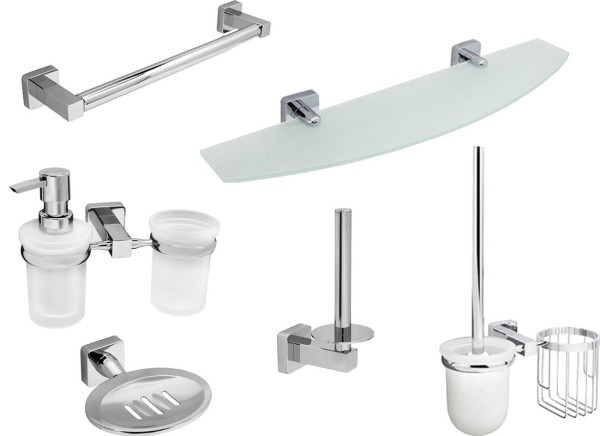 Набор Мыльница Wasserkraft Lippe K-6569 + Дозатор K-6589 + Ершик K-6535 + Держатель 6597 + Полка K-6524 + Держатель K-6591